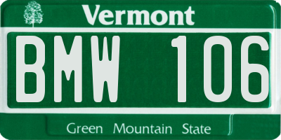 VT license plate BMW106