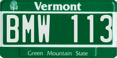 VT license plate BMW113