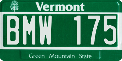 VT license plate BMW175