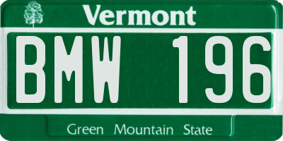 VT license plate BMW196