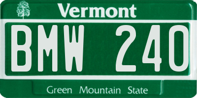 VT license plate BMW240