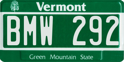 VT license plate BMW292