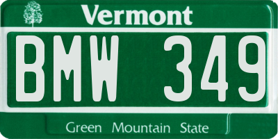 VT license plate BMW349