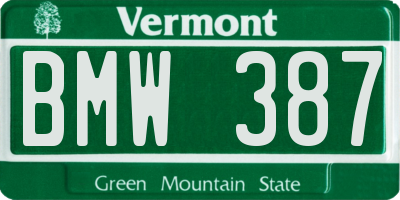 VT license plate BMW387