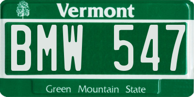 VT license plate BMW547