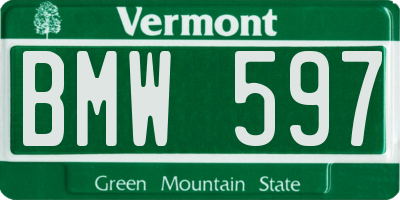 VT license plate BMW597