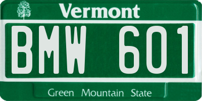 VT license plate BMW601