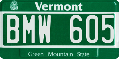 VT license plate BMW605