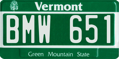 VT license plate BMW651