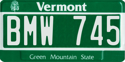 VT license plate BMW745