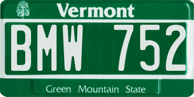 VT license plate BMW752