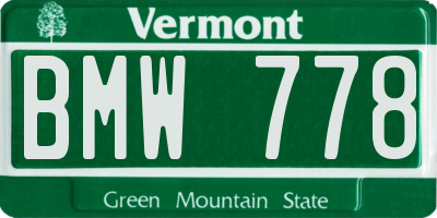 VT license plate BMW778