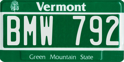 VT license plate BMW792