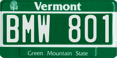VT license plate BMW801