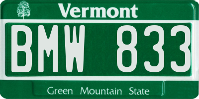 VT license plate BMW833