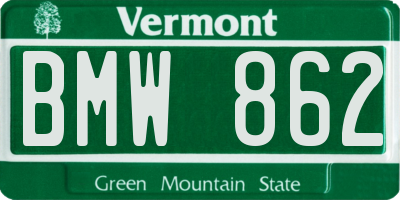 VT license plate BMW862