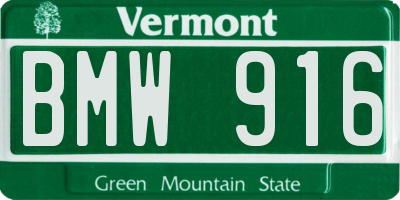 VT license plate BMW916