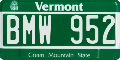 VT license plate BMW952