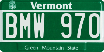 VT license plate BMW970