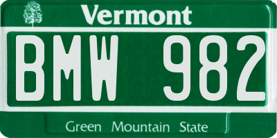 VT license plate BMW982