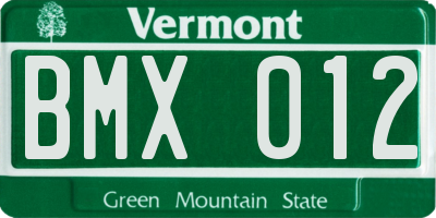 VT license plate BMX012