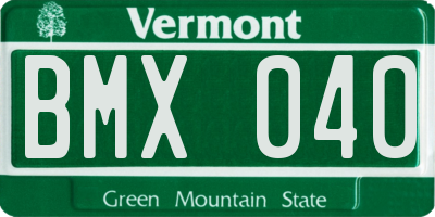 VT license plate BMX040