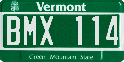 VT license plate BMX114
