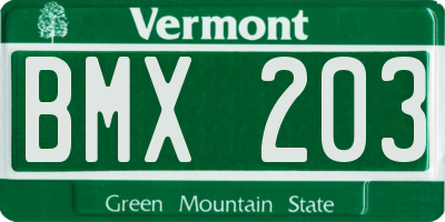 VT license plate BMX203