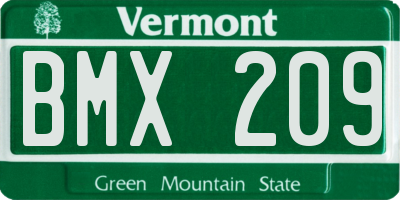 VT license plate BMX209