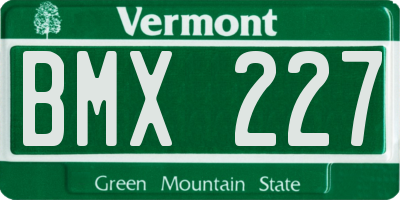 VT license plate BMX227