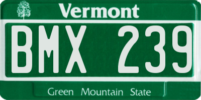 VT license plate BMX239
