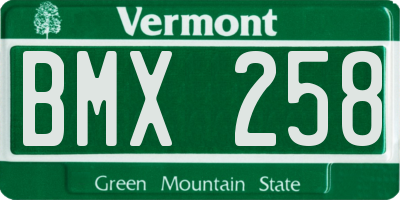 VT license plate BMX258