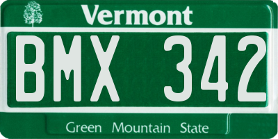 VT license plate BMX342