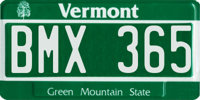 VT license plate BMX365