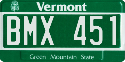 VT license plate BMX451