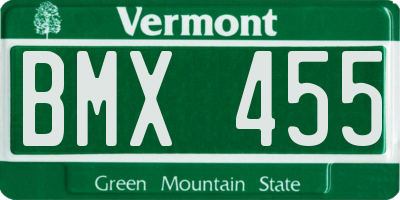 VT license plate BMX455