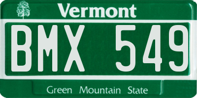 VT license plate BMX549