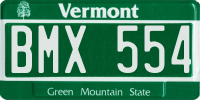 VT license plate BMX554