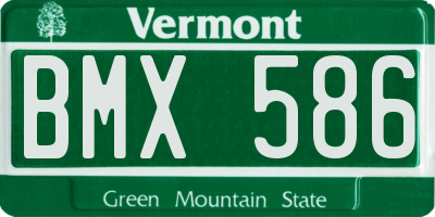 VT license plate BMX586