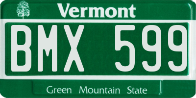 VT license plate BMX599