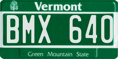 VT license plate BMX640