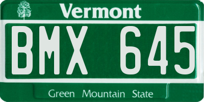 VT license plate BMX645