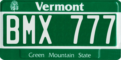 VT license plate BMX777