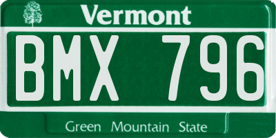 VT license plate BMX796