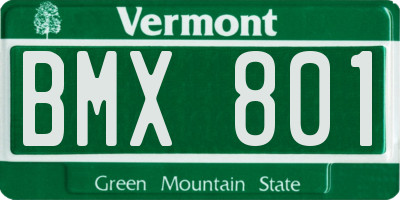 VT license plate BMX801
