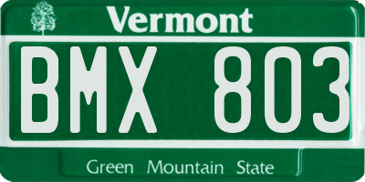 VT license plate BMX803