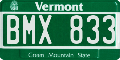VT license plate BMX833