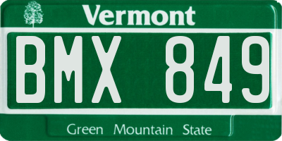 VT license plate BMX849