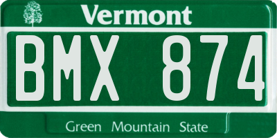 VT license plate BMX874