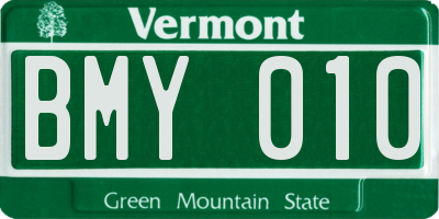 VT license plate BMY010